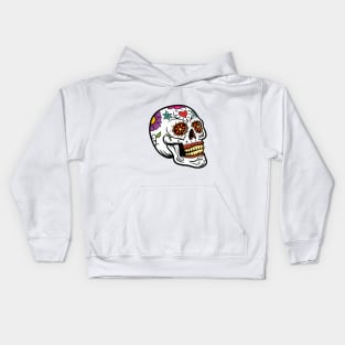 Colorful Calavera Day Of The Dead Sugar Skull With Flowers Kids Hoodie